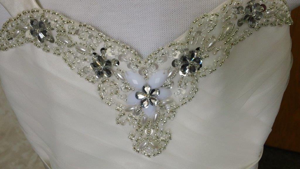 beaded sweetheart neckline